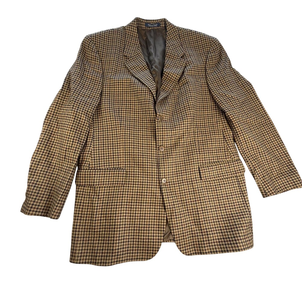 Kasper Sport Coat Mens 44 Long Brown Wool Check Tweed 3 Button Blazer Canada
